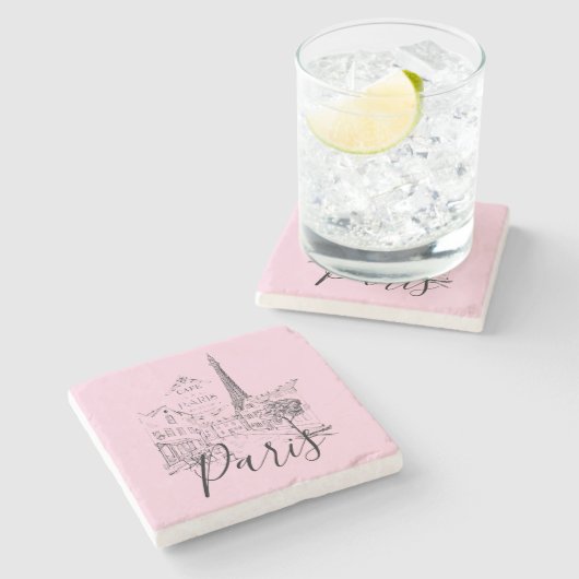 Cafe Paris Steinuntersetzer (Seitenansicht)