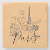 Café Paris Stone Untersetzer (Vorderseite)