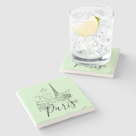 Café Paris Stone Untersetzer (Seitenansicht)