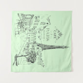 Cafe Paris Tapestry Wandteppich (Vorderseite (Horizontal))