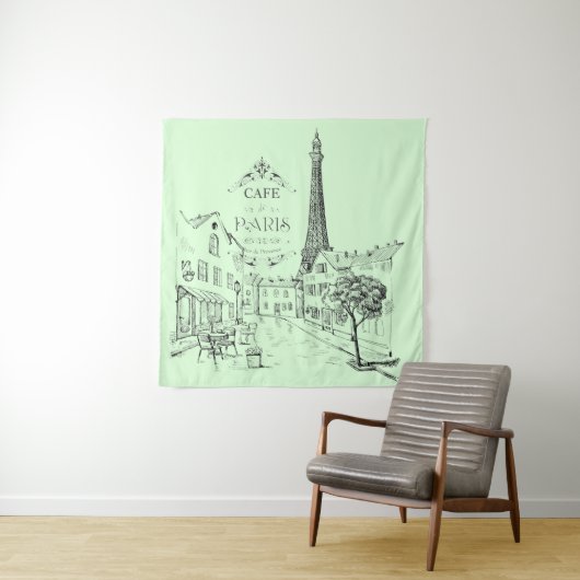 Cafe Paris Tapestry Wandteppich (Beispiel)