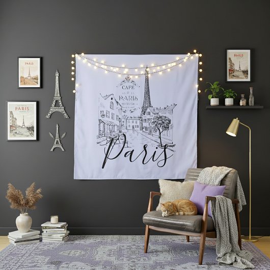 Cafe Paris Tapestry Wandteppich