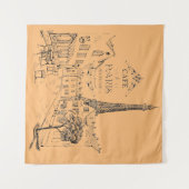 Cafe Paris Tapestry Wandteppich (Vorderseite (Horizontal))