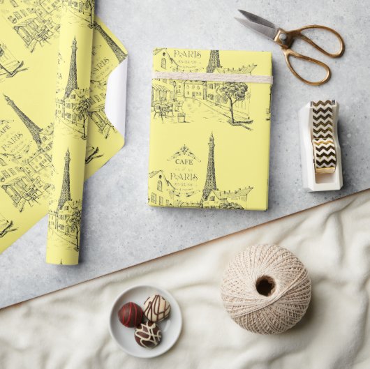 Café Paris Wrapping Paper Geschenkpapier (Kunsthandwerk)