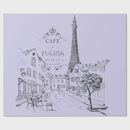 Café Paris Wrapping Paper Geschenkpapier (Flach)