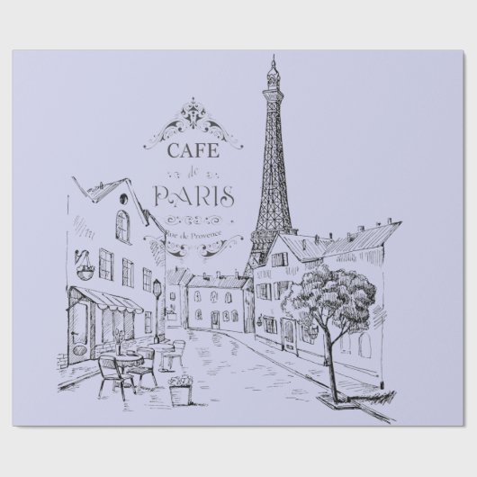 Café Paris Wrapping Paper Geschenkpapier (Flach)