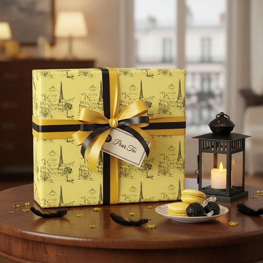 Café Paris Wrapping Paper Geschenkpapier