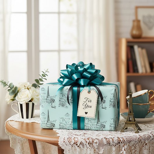Café Paris Wrapping Paper Geschenkpapier