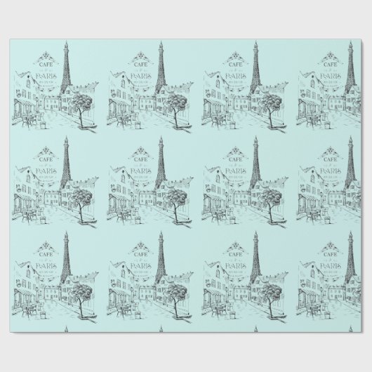 Café Paris Wrapping Paper Geschenkpapier (Flach)