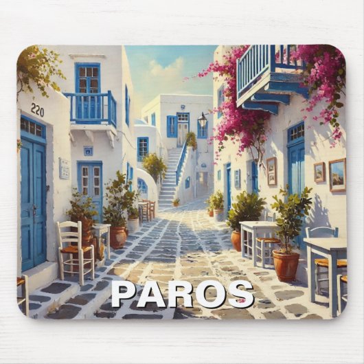 Cafe Paros Greece Islands Travel Mousepad (Vorne)