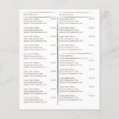 Café Patisserie Bäckerei Business Menü (Rückseite)