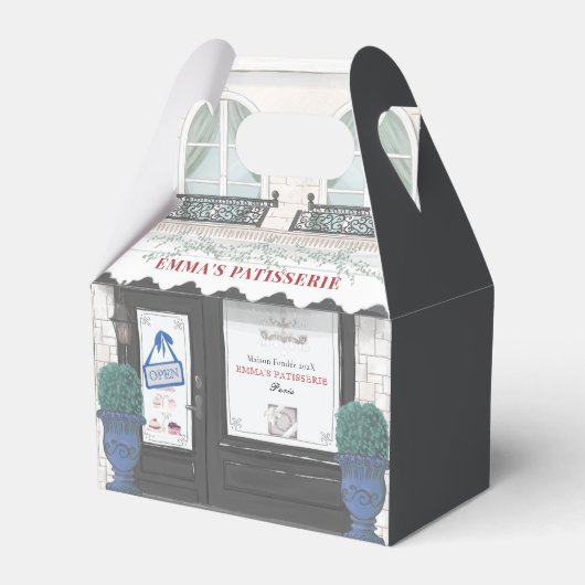 Café Patisserie Black Favor Box Geschenkschachtel (Vorderseite)