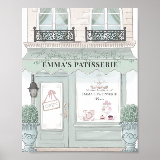 Café Patisserie Grüne Kulisse Poster (Vorne)
