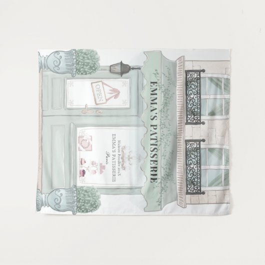 Café Patisserie Grüne Kulisse Wandteppich (Vorderseite (Horizontal))