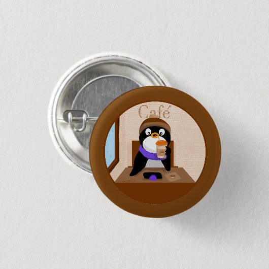 Cafe Penguin Button (Vorne & Hinten)