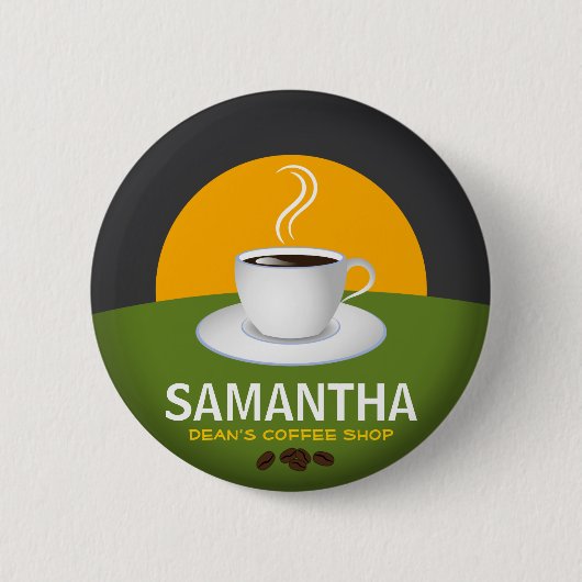 Café Personal ID Tags Coffee Shop White Cup Button (Vorderseite)
