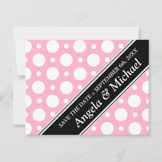 Cafe Pink Polka Dots Save the Date (Vorderseite)