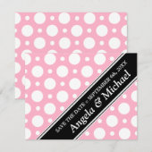 Cafe Pink Polka Dots Save the Date (Vorne/Hinten)