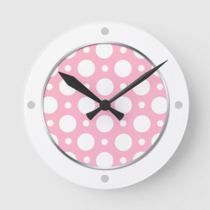 Cafe Pink Polka Dots Wall Clock Runde Wanduhr