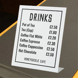 Cafe Price List Pedestal Sign Sockelschild