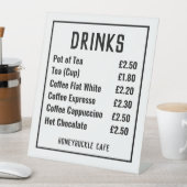 Cafe Price List Pedestal Sign Sockelschild (In Situ)