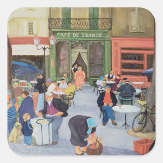 Café Provence Quadratischer Aufkleber (Vorderseite)