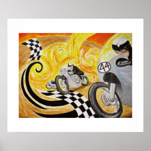 Cafe Racer - Gemälde von Vintage-Motorradrennen Poster