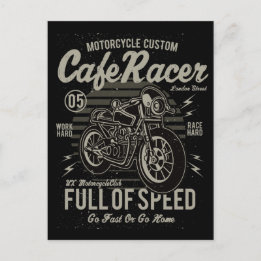 Café Racer hart Race Hard Go Schnell oder Go Zuhau Postkarte
