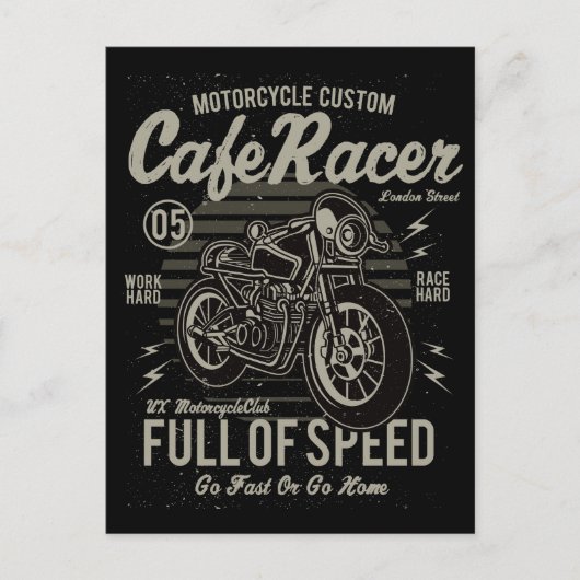 Café Racer hart Race Hard Go Schnell oder Go Zuhau Postkarte (Vorderseite)