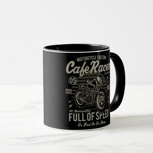 Café Racer hart Race Hard Go Schnell oder Go Zuhau Tasse (VorderseiteRechts)