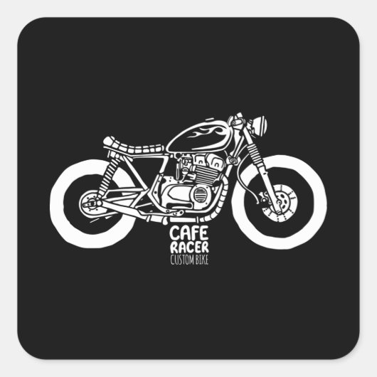Cafe Racer Oldtimer-Motorrad Quadratischer Aufkleber (Vorderseite)