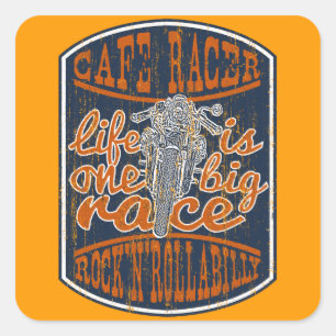 Cafe Racer Quadratischer Aufkleber