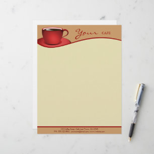 Café Red Cup Coffee Shop Business Letterhead Briefkopf