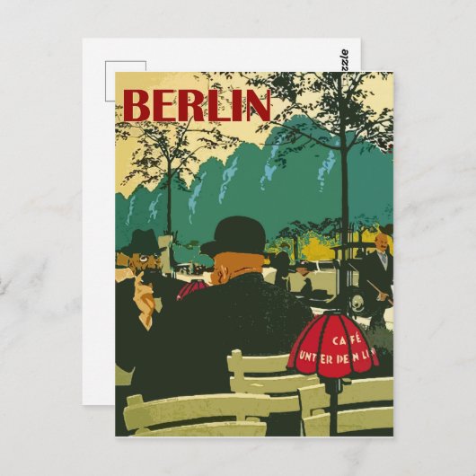 Café Restaurant auf der Straße von Berlin Postkarte (Vorne/Hinten)