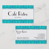 Café Retro (Scalloping) - Aqua Blue Festival Visitenkarte (Vorne/Hinten)