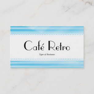 Café Retro (Scalloping) - Wellpappe Blau Visitenkarte