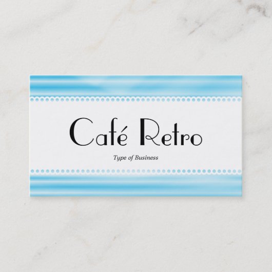 Café Retro (Scalloping) - Wellpappe Blau Visitenkarte (Vorderseite)
