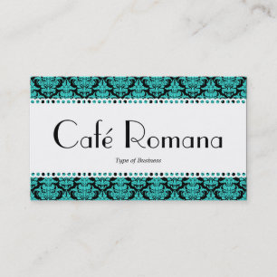 Café Romana (gewellt) Aqua Damast Visitenkarte