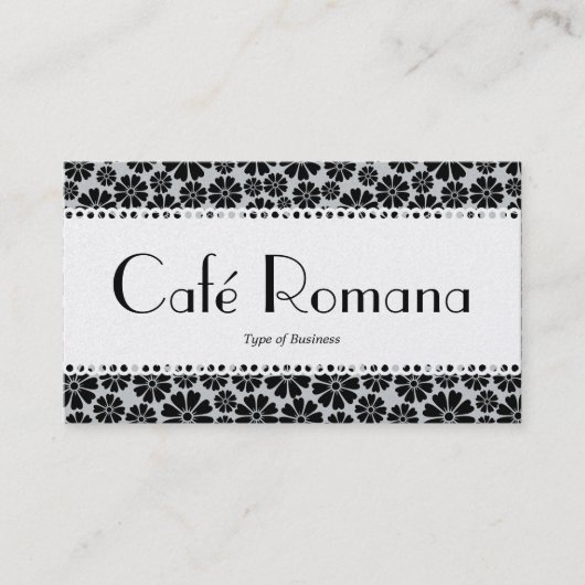 Café Romana (Scalloped) Blumenmuster (Gold) Visitenkarte (Vorderseite)