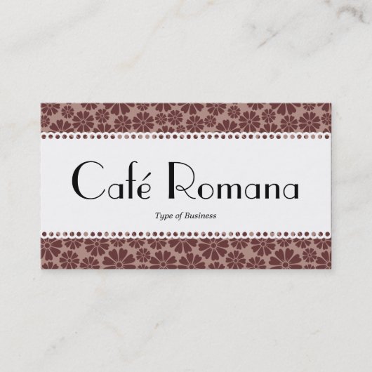 Café Romana (Scalloping) Blumenmuster Visitenkarte (Vorderseite)