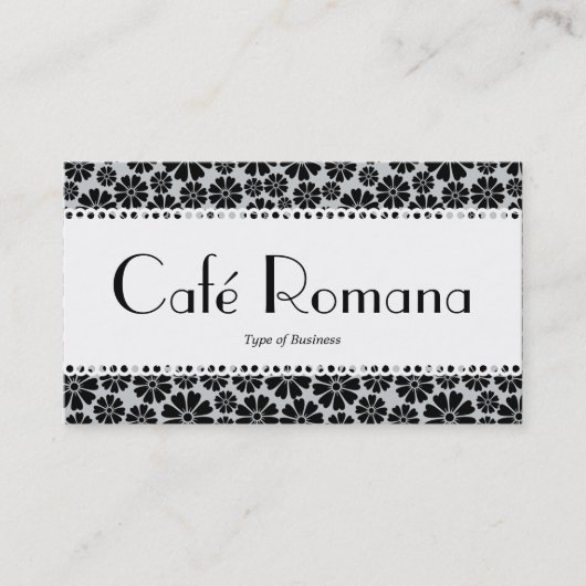 Café Romana (Scalloping) Blumenmuster Visitenkarte (Vorderseite)