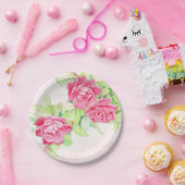 Café Rose Design auf Papier Teller 8" (Party)