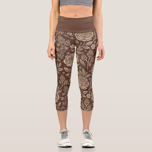 Café Rose Wild florales Muster Capri Leggings (Vorderseite)
