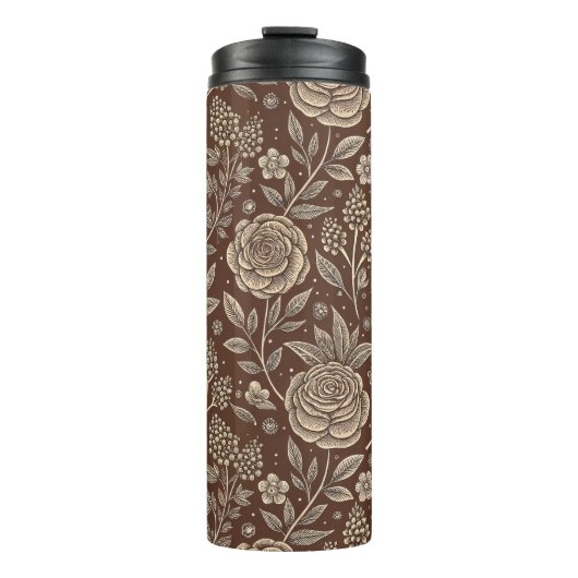 Café Rose Wild florales Muster Thermosbecher (Vorderseite)