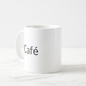 Café, schwarze Buchstaben weiß Kaffeetasse (Vorderseite Links)