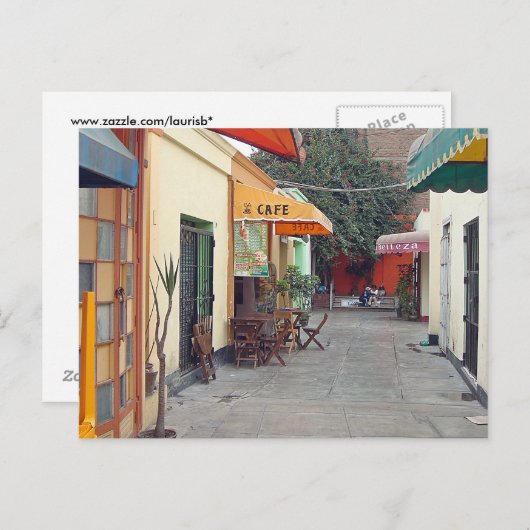 Cafe Street Postkarte (Vorne/Hinten)