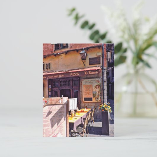 Café-Szene Postkarte (Stehend Vorderseite)