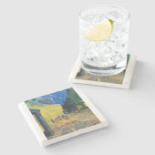 Cafe Terrace at Night 1888 by Vincent van Gogh Steinuntersetzer (Seitenansicht)