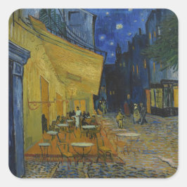 Café Terrace at Night by Vincent van Gogh Quadratischer Aufkleber