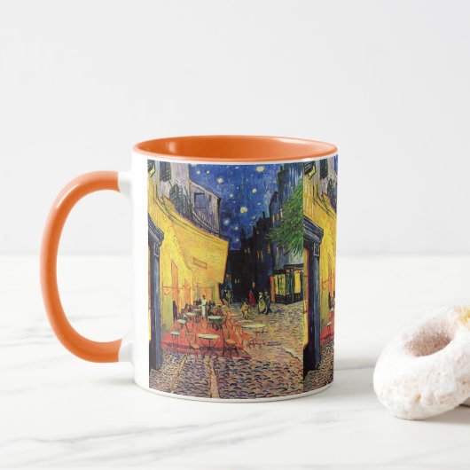 Café Terrace at Night by Vincent van Gogh Tasse (Mit Donut)